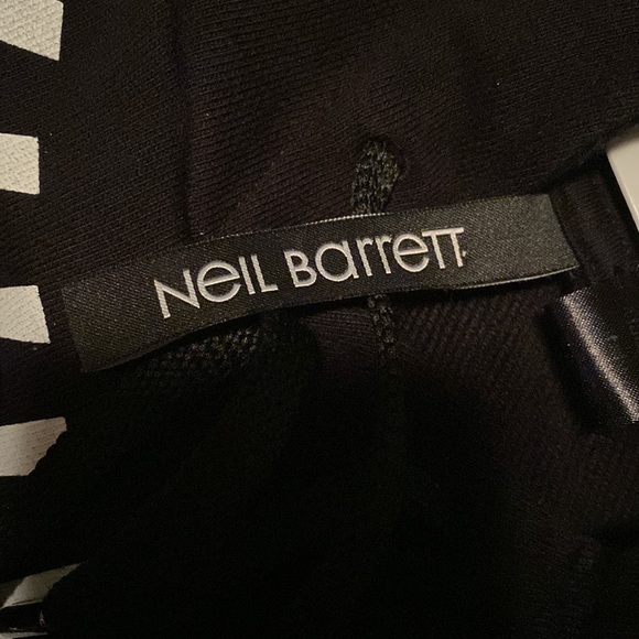 Neil Barrett Thunderbolt Fair Isle pullover hoodie sweatshirt drawstring black - Picture 7 of 12